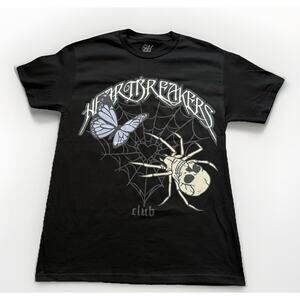 Brand New Heartbreakers Club Web Spider Skull Butterfly T Shirt Mens Medium M
